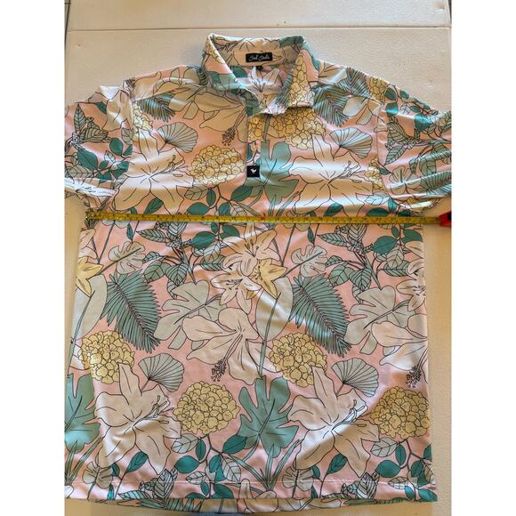 Bad Birdie Men's Pink Hawaiian Gardens Golf Polo Shirt Sz XL - Picture 6 of 7